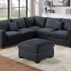 4 Piece Straight Arm Corner Sectional with Cocktail Ottoman