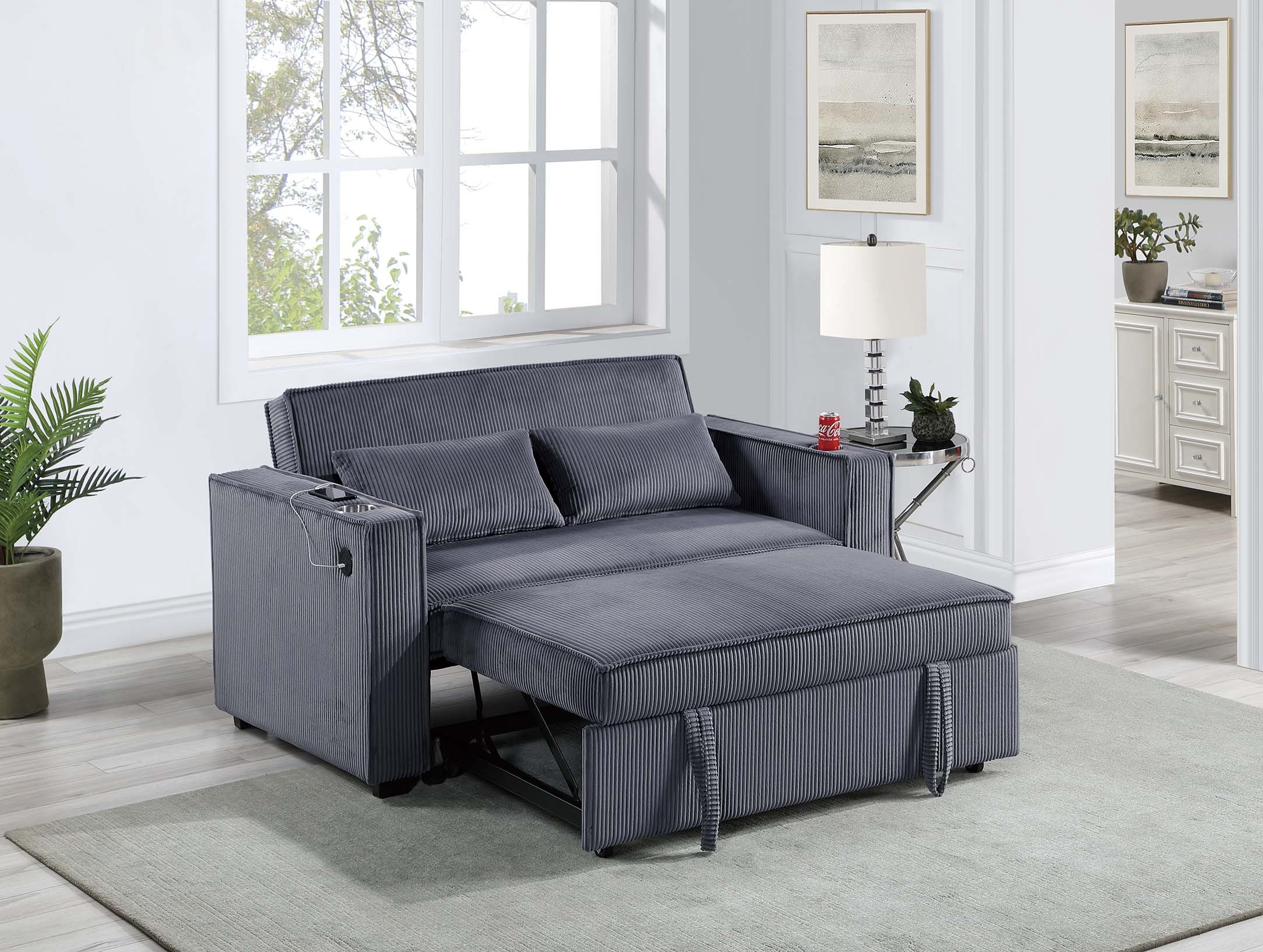 Convertible Sofa Sleeper W/ Cup Holders - Image 2