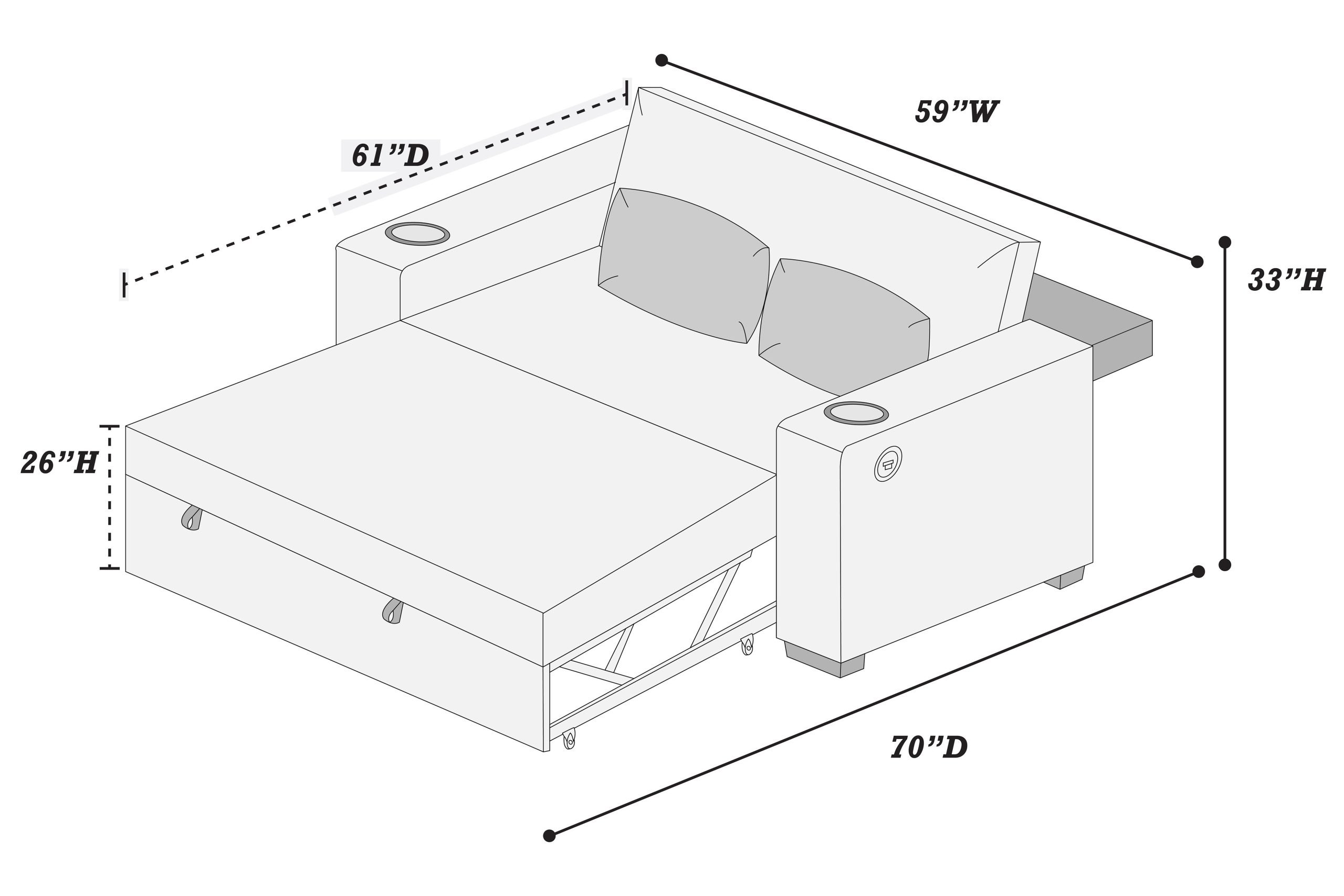 Convertible Sofa Sleeper W/ Cup Holders - Image 5