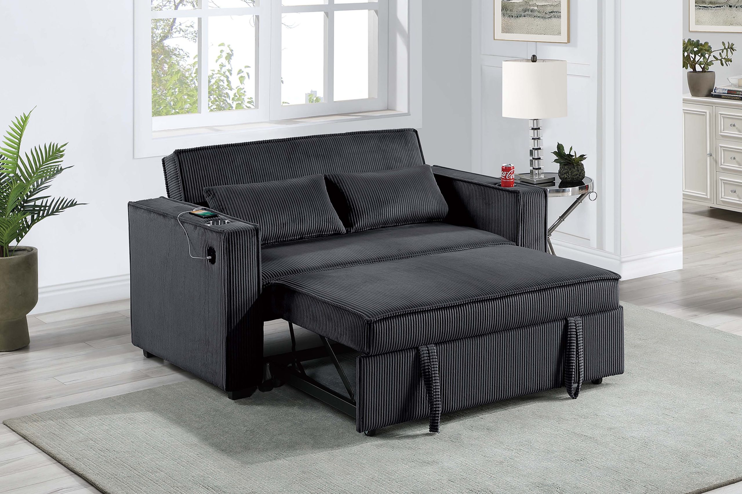 Convertible Sofa, Sleeper Sofa W/ Cup Holders - Image 2