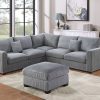 4 Piece Straight Arm Corner Sectional with Cocktail Ottoman