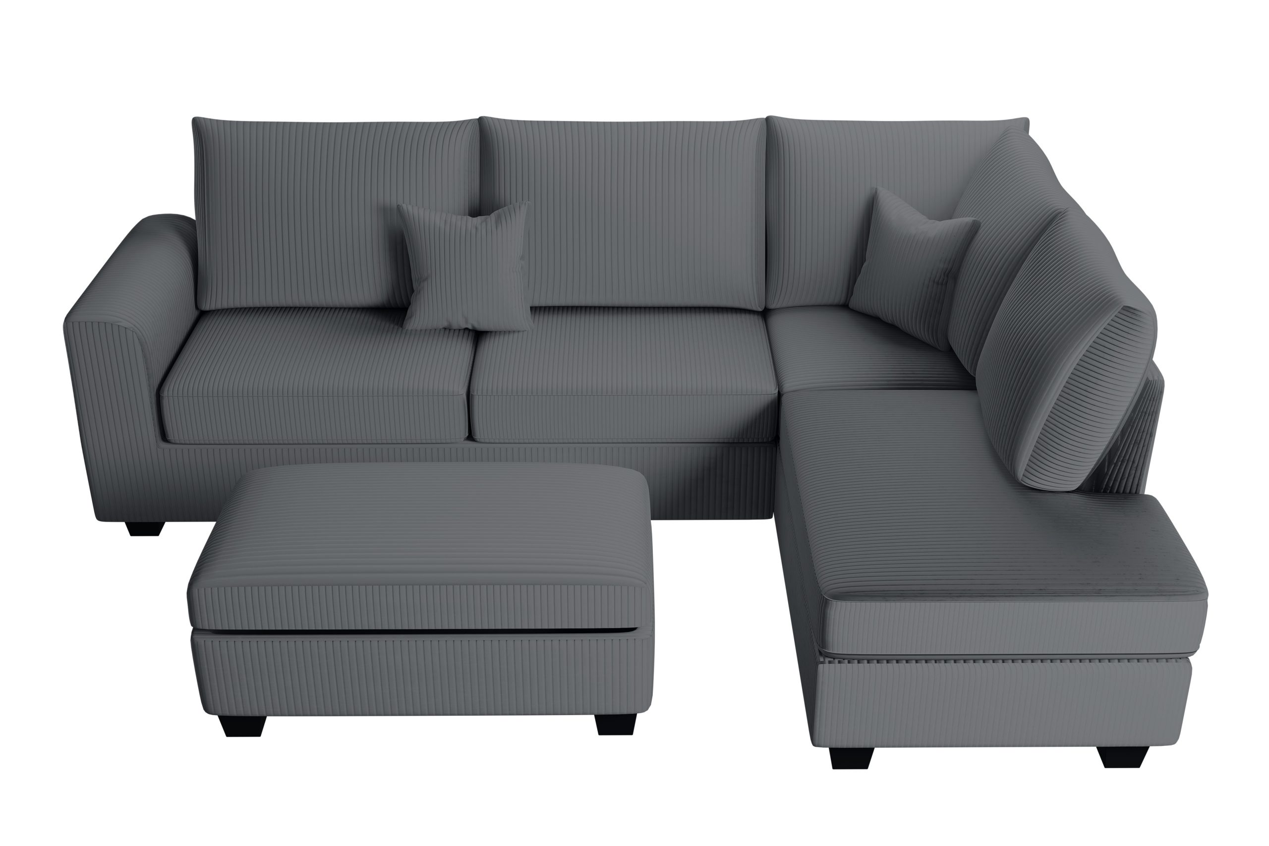 3 Piece Sectional Set USB Port + Storage Ottoman - Image 3