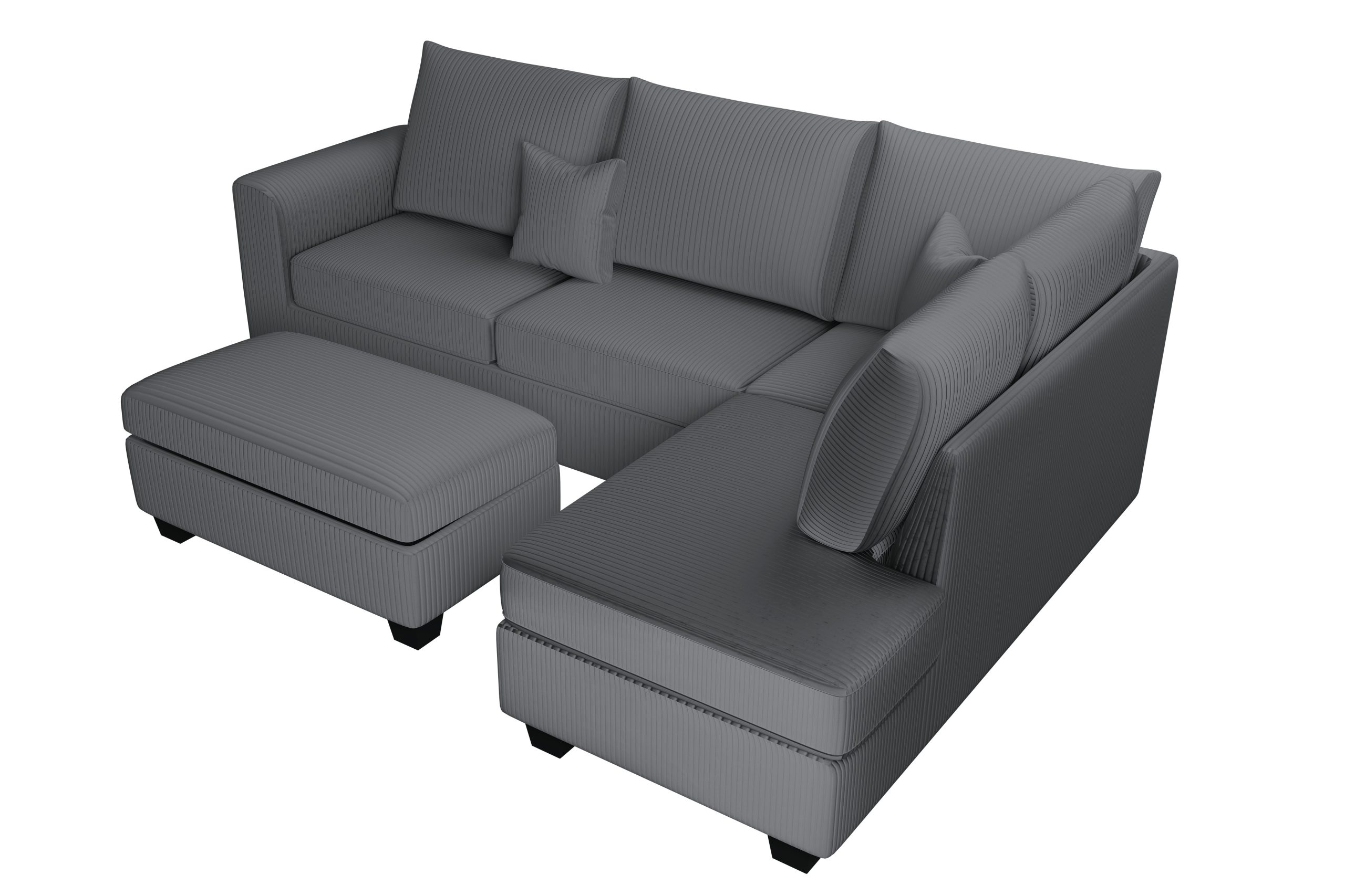 3 Piece Sectional Set USB Port + Storage Ottoman - Image 5