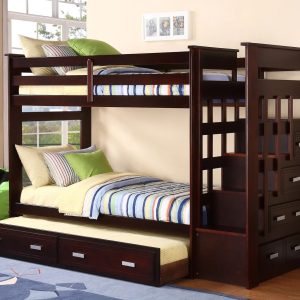 Twin over twin bunk include with trundle & step drawer