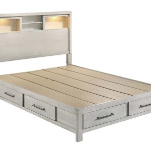 King platform bed built-in LED lights with storage